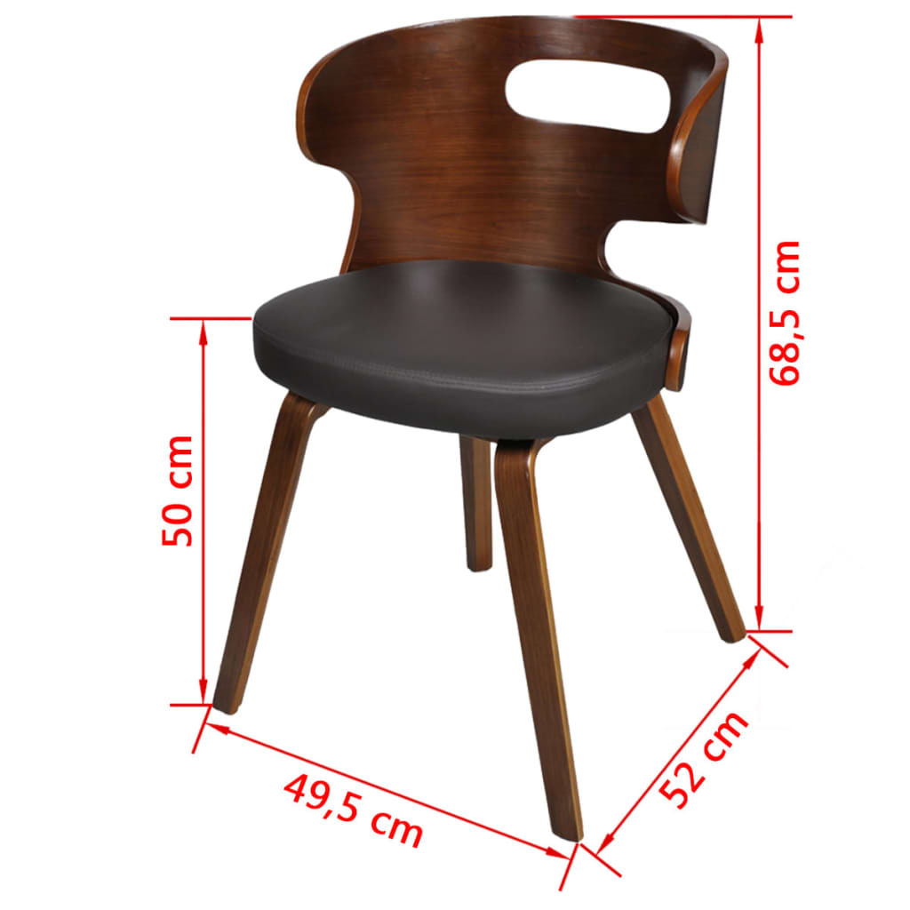 Sillas de comedor 2 unidades cuero sintético marrón
