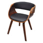 Curved wood and faux leather dining chair