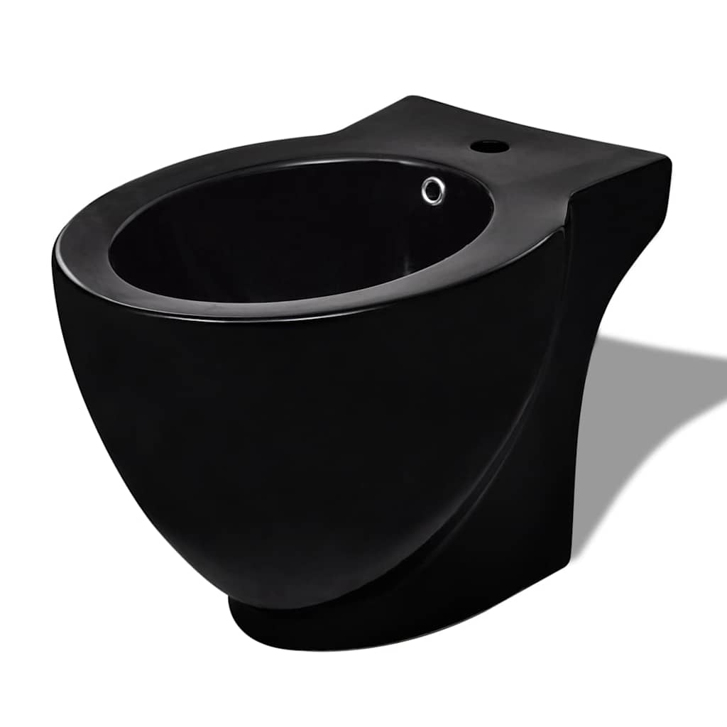 Round ceramic bidet, black