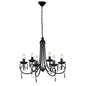 Candeeiro de teto tipo lustre preto com cristais e seis elegantes focos