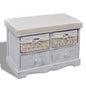 Banco de arrumação em madeira de Paulownia branco 62x33x42 cm
