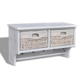 Estante de pared de madera de Paulownia blanco 60x23,5x33 cm