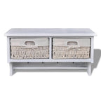 Estante de pared de madera de Paulownia blanco 60x23,5x33 cm