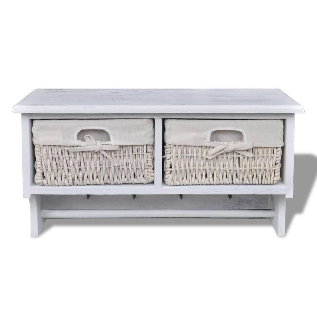 Estante de pared de madera de Paulownia blanco 60x23,5x33 cm