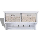 Estante de pared de madera de Paulownia blanco 60x23,5x33 cm