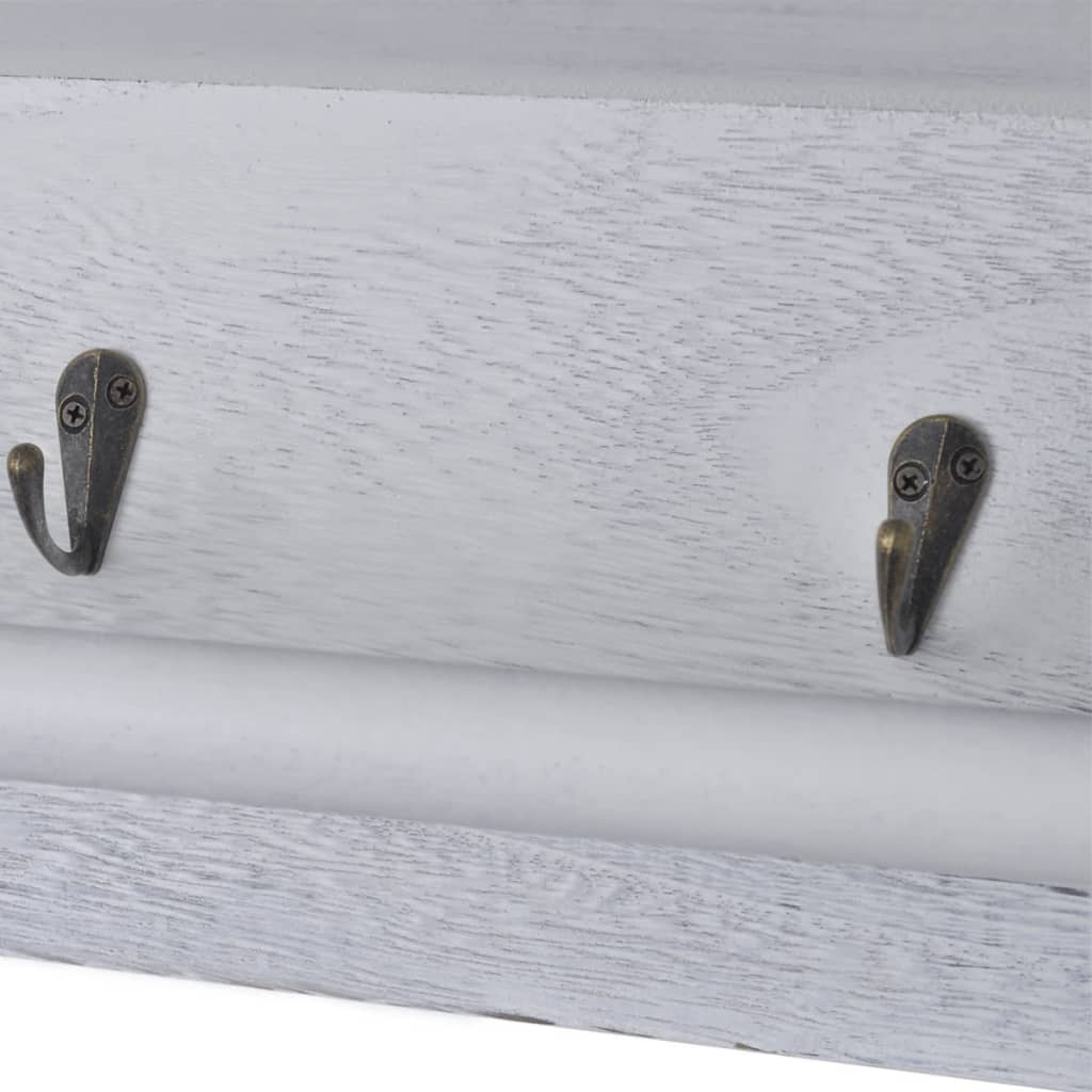 Estante de pared de madera de Paulownia blanco 60x23,5x33 cm