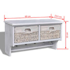 Estante de pared de madera de Paulownia blanco 60x23,5x33 cm