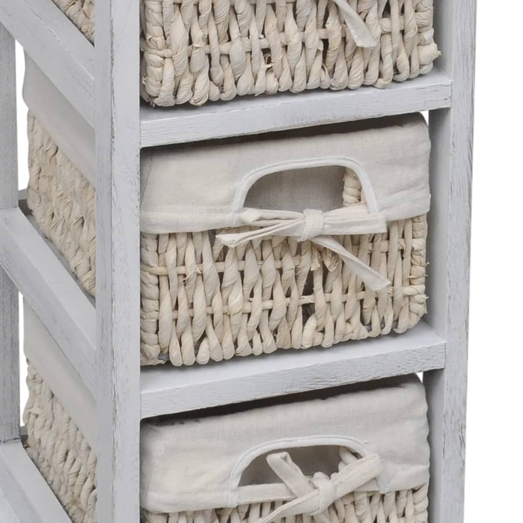 Estante con 3 cestas tejidas de almacenamiento madera blanca