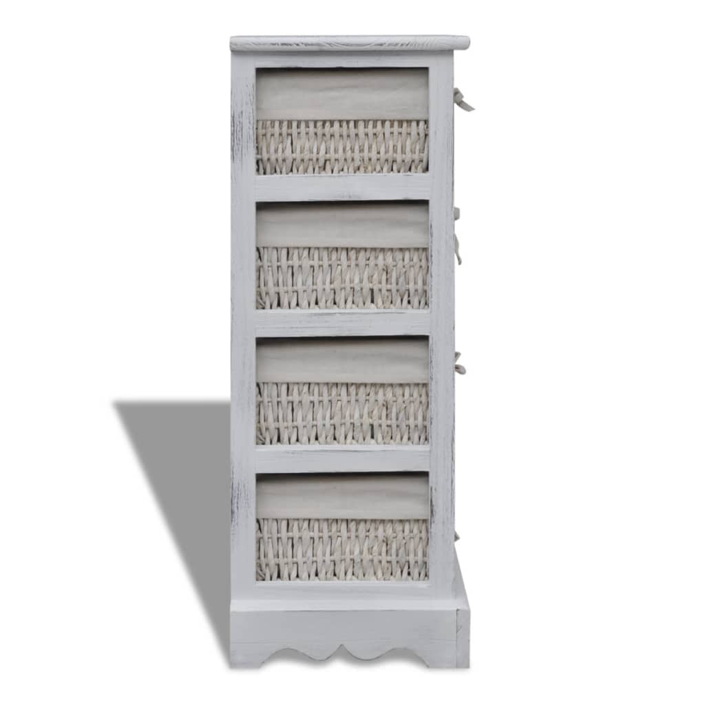Estantería con 4 cestas tejidas madera blanco