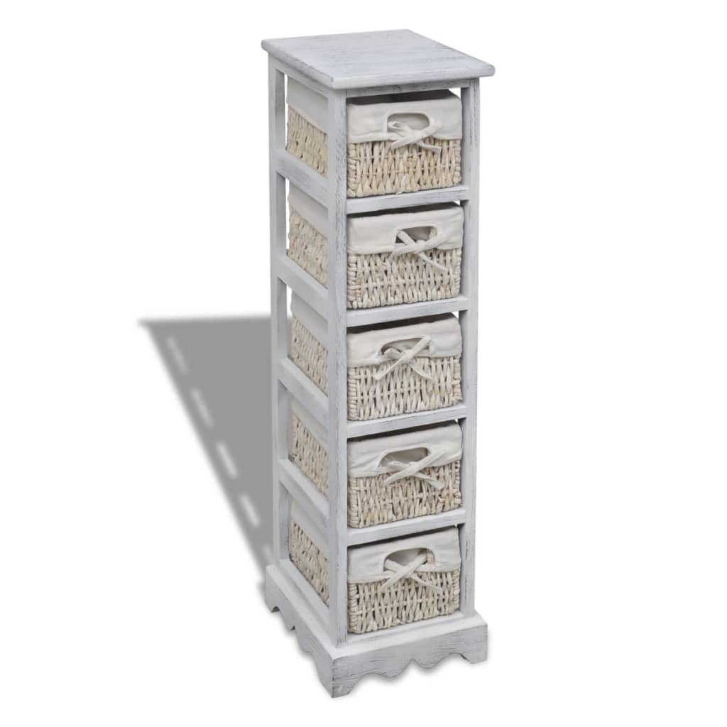 Estantería con 4 cestas tejidas madera blanco