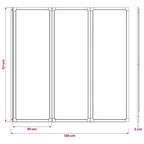 Mampara de ducha con 3 paneles plegables, 117 x 120 cm