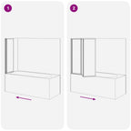 Mampara de ducha con 3 paneles plegables, 117 x 120 cm