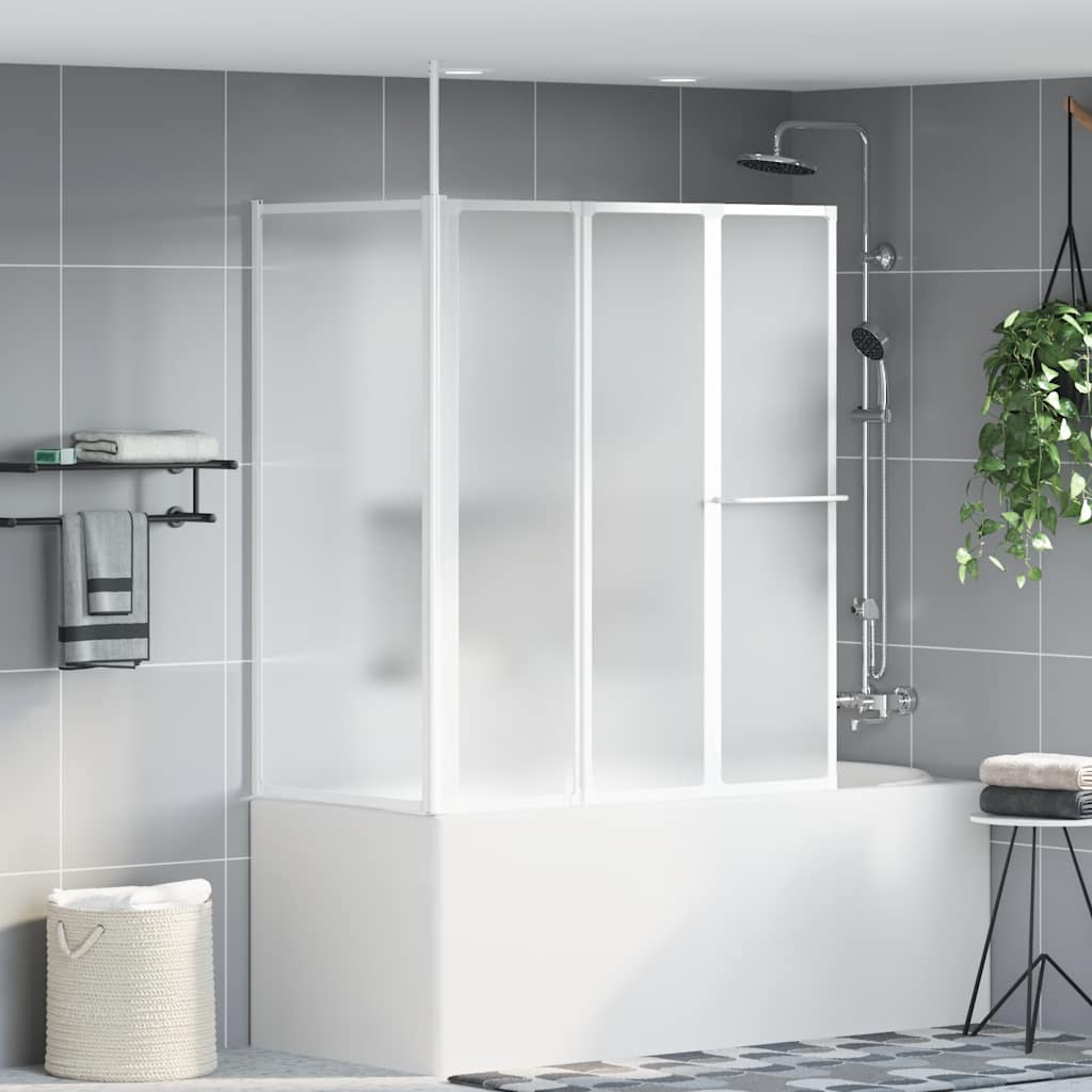 Mampara de ducha de pared en forma L 4 paneles plegables 70x120x137 cm