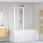 Mampara de ducha de pared en forma L 4 paneles plegables 70x120x137 cm