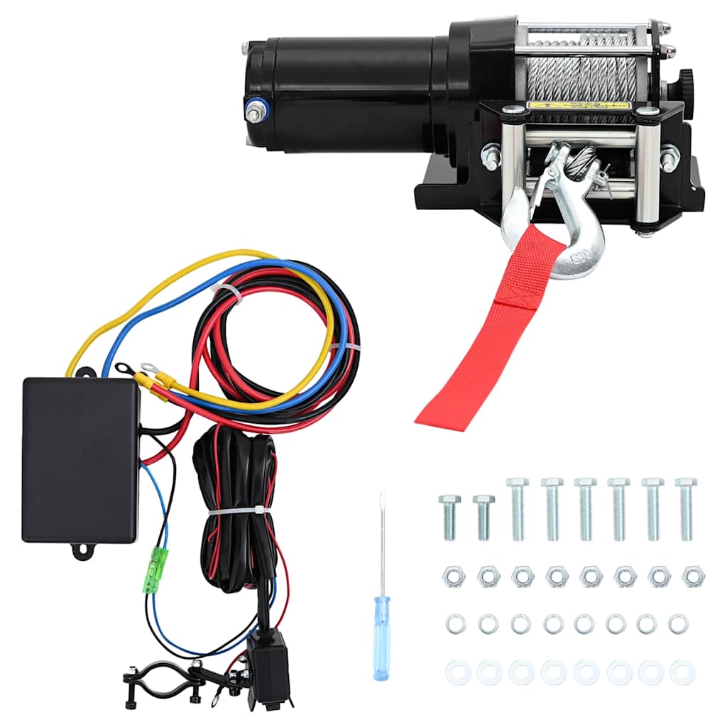 Cabrestante eléctrico con mando a distancia 12 V 907 kg
