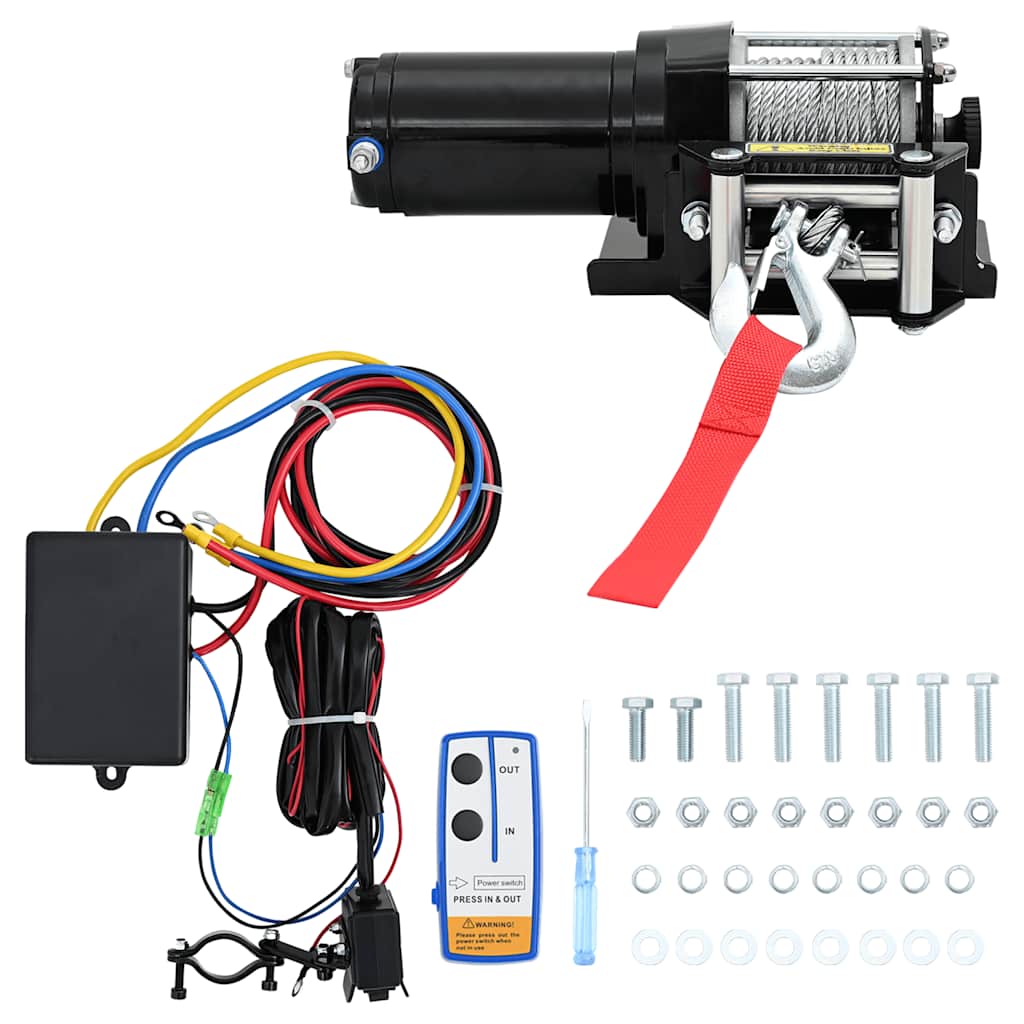 Cabrestante eléctrico con mando a distancia 12 V 907 kg
