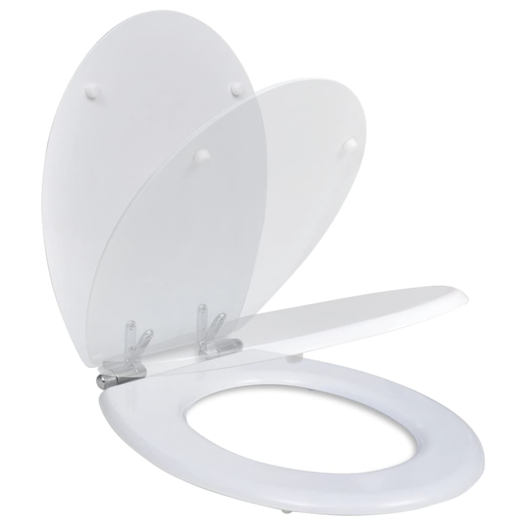 Asiento inodoro WC MDF tapa de cierre suave diseño blanco