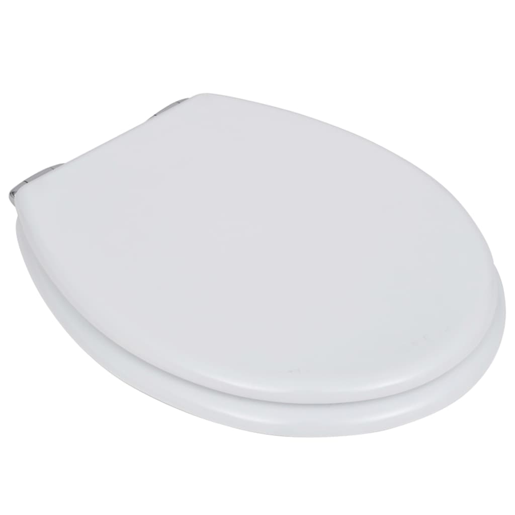 Asiento inodoro WC MDF tapa de cierre suave diseño blanco