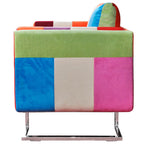Sillón cubo con diseño de retales tela Patchwork patas cromadas