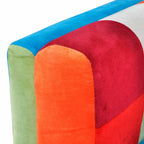 Sillón cubo con diseño de retales tela Patchwork patas cromadas
