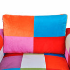 Sillón cubo con diseño de retales tela Patchwork patas cromadas