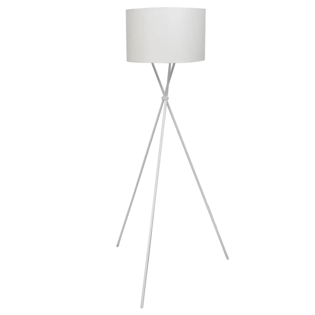 Lámpara de pie con pantalla y soporte blanco