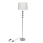White floor lamp with shade and tall stand, 4 decorative balls