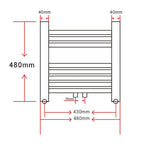 Radiador toallero 480 x 480 mm conector lateral y central