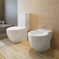White ceramic WC and bidet set