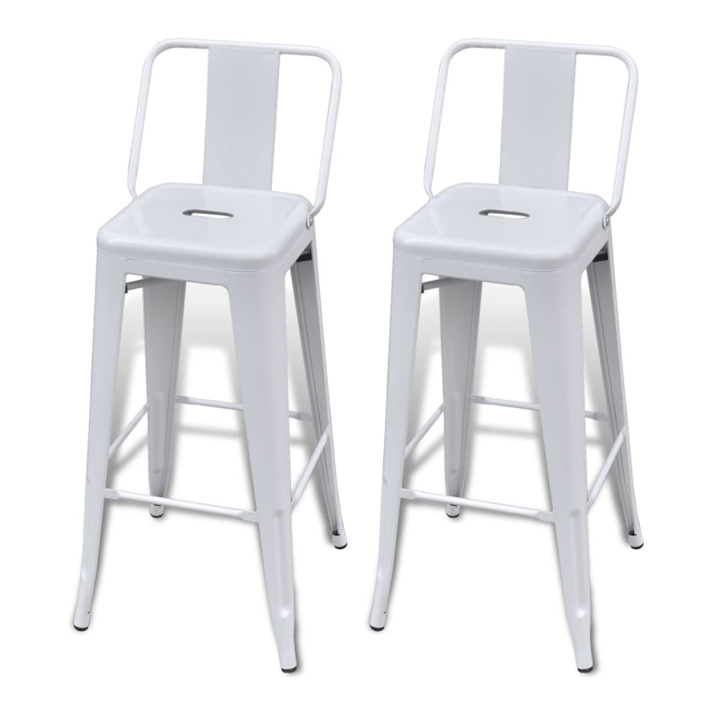 Taburetes de cocina 2 unidades acero blancos