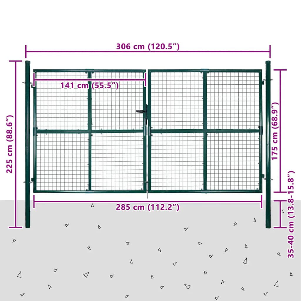 Mesh gate for garden fence wall 300x175 cm