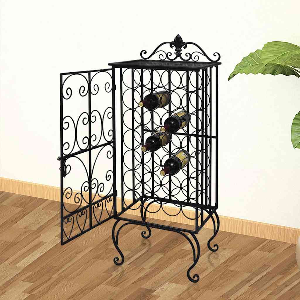 Botellero de metal con soportes para copas para 9 botellas