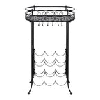 Botellero de metal con soportes para copas para 9 botellas