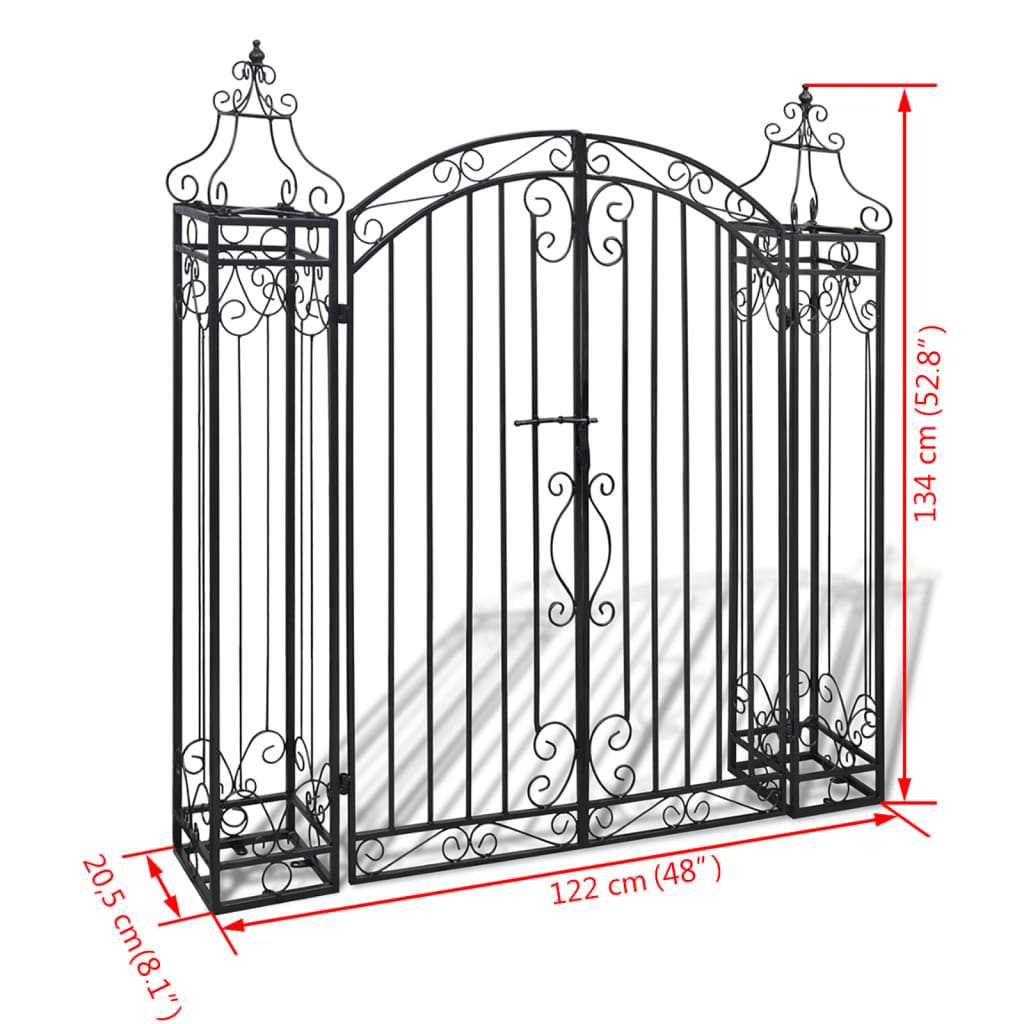 Puerta de jardín decorativa de hierro forjado 122x20,5x134 cm