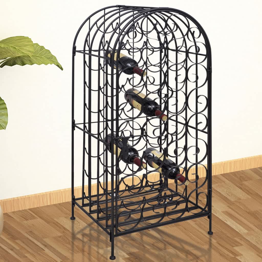 Botellero de metal con soportes para copas para 9 botellas