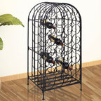 Botellero de metal con soportes para copas para 9 botellas