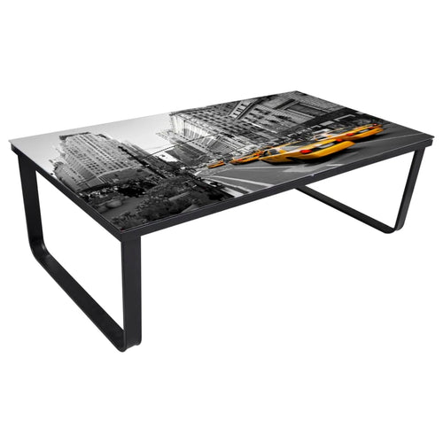 Rectangular glass top coffee table