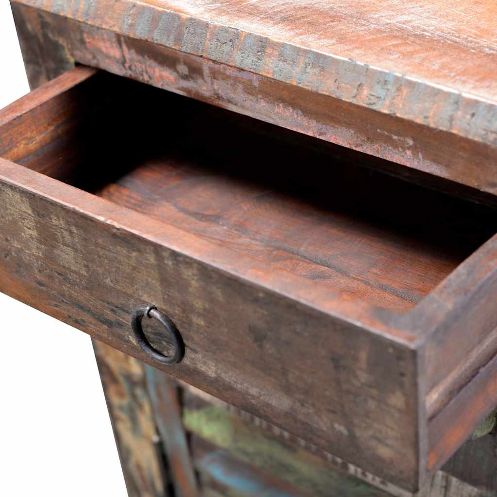 Mesa auxiliar con 1 cajón y 1 puerta madera reciclada