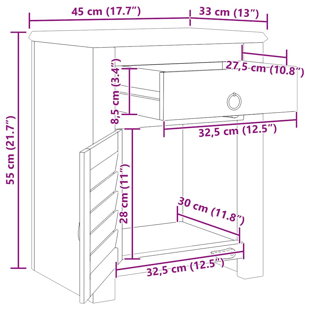 Mesa auxiliar con 1 cajón y 1 puerta madera reciclada