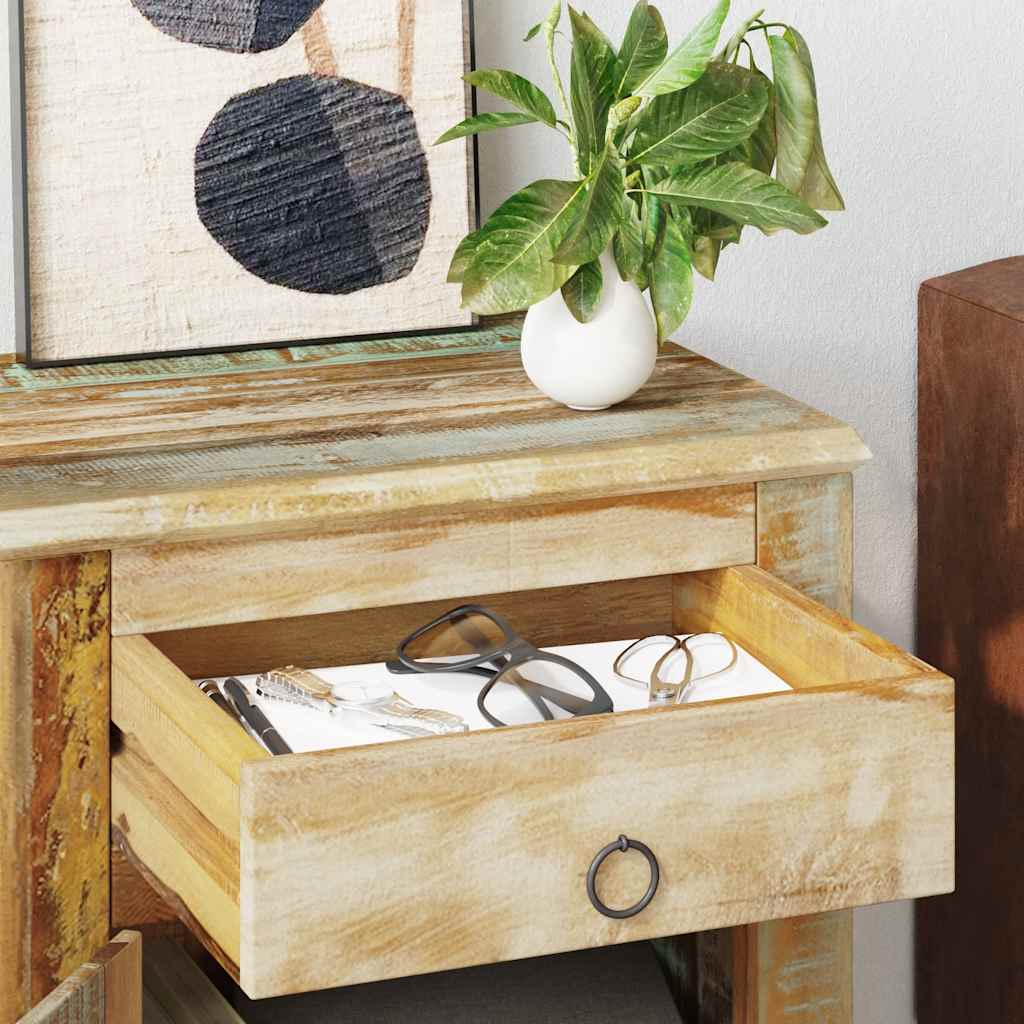 Mesa auxiliar con 1 cajón y 1 puerta madera reciclada