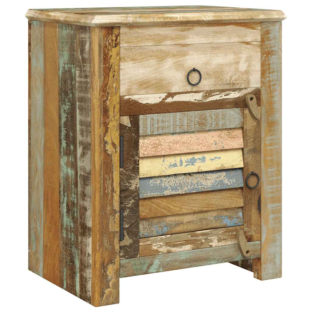 Mesa auxiliar con 1 cajón y 1 puerta madera reciclada