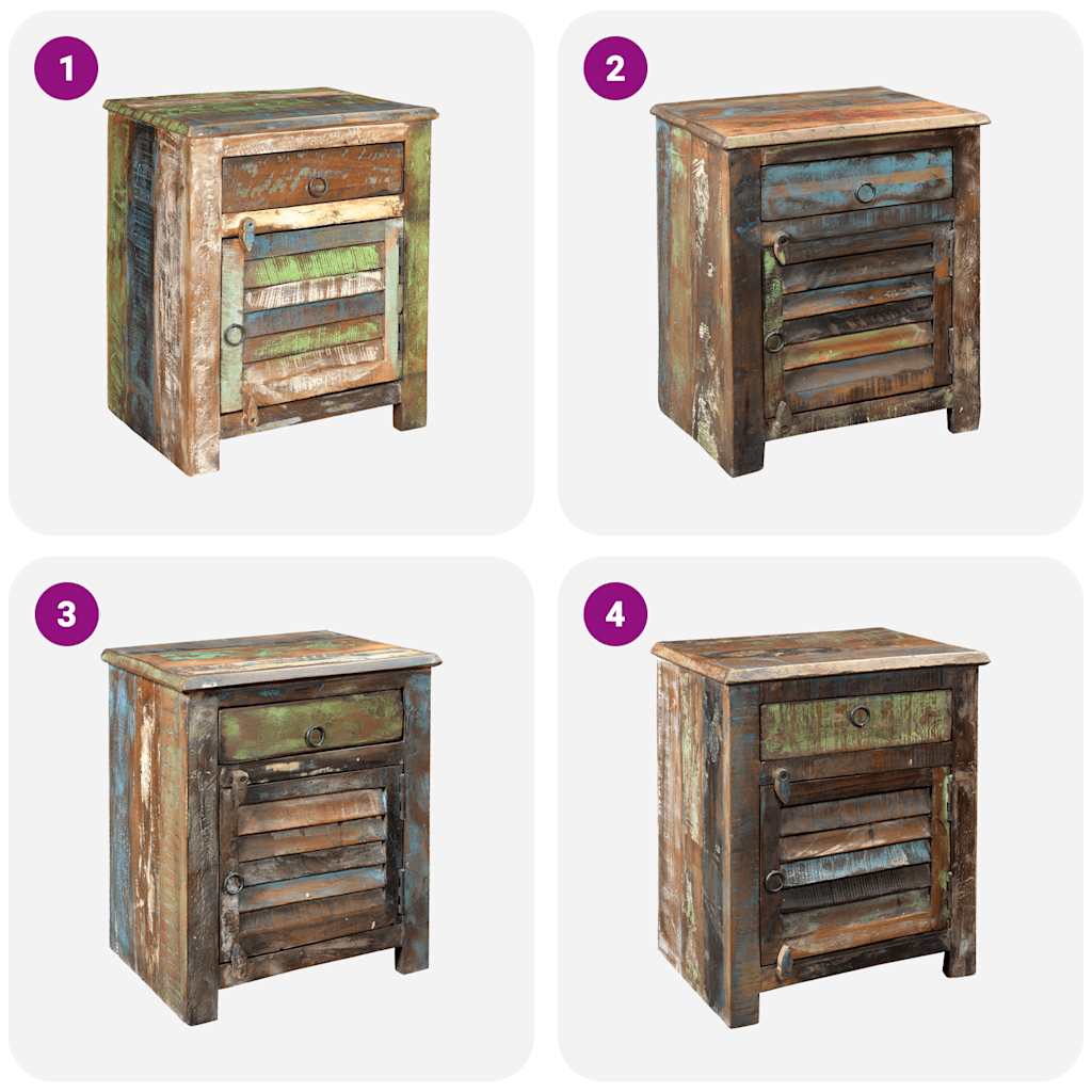 Mesa auxiliar con 1 cajón y 1 puerta madera reciclada