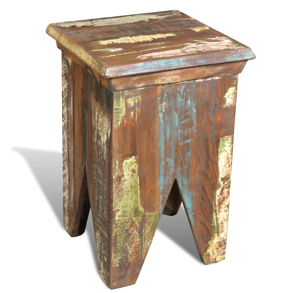 Taburete de madera maciza reciclada
