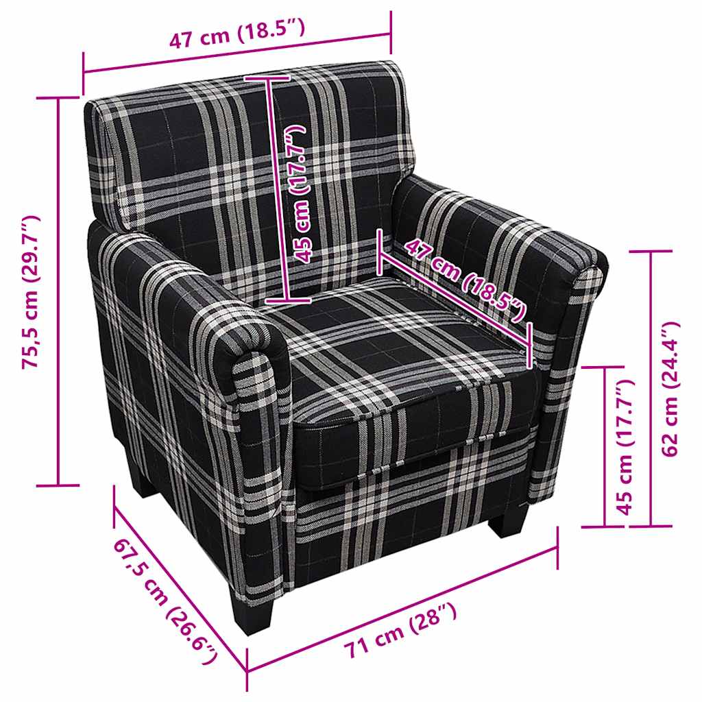 Sillón con cojín de tela negro