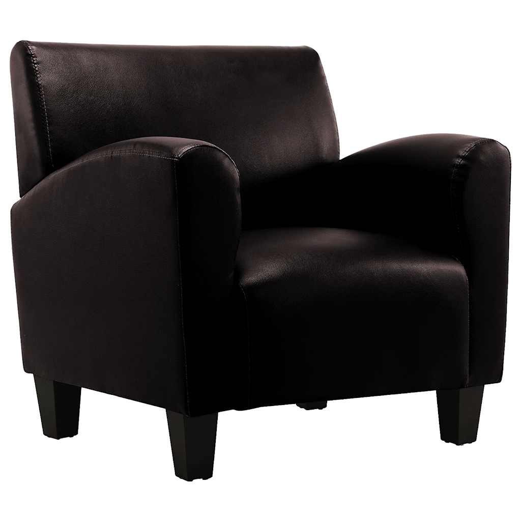 Sillón de cuero artificial marrón oscuro