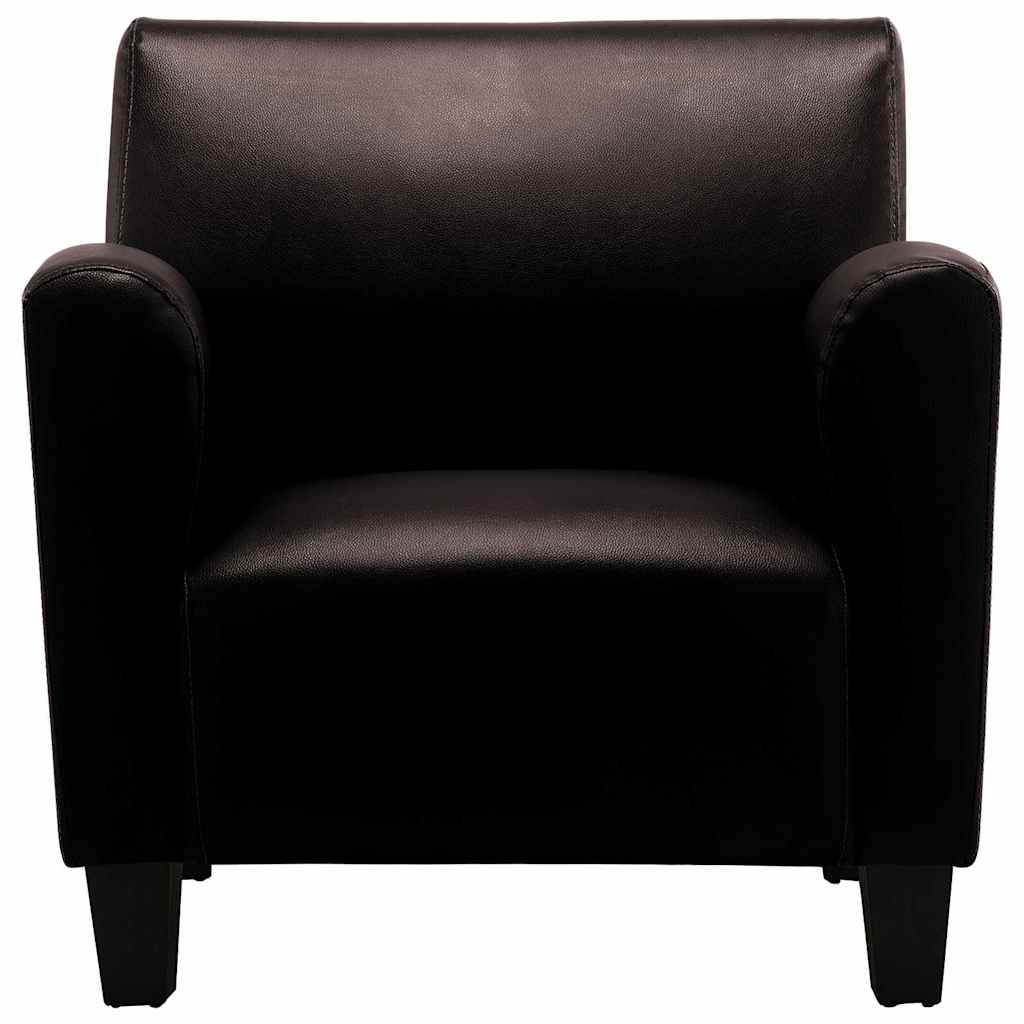 Sillón de cuero artificial marrón oscuro