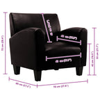 Sillón de cuero artificial marrón oscuro