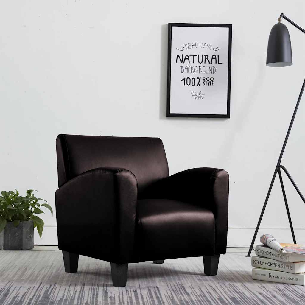 Sillón de cuero artificial marrón oscuro