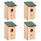Casa para pájaros 4 unidades madera 12x12x22 cm