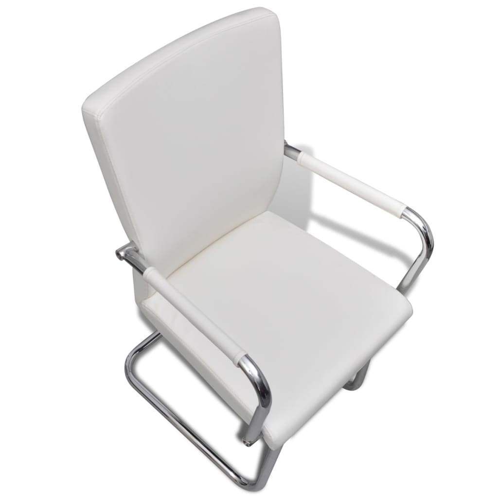 Sillas de comedor voladizas 2 unidades cuero sintético blanco